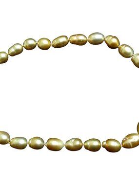 18KT 14.5M NATURAL SOUTH SEA YELLOW PEARLS NECKLACE 2.00CT DIAMOND CLASP*
